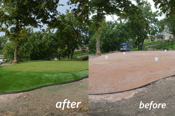 Toronto backyard putting green before and after